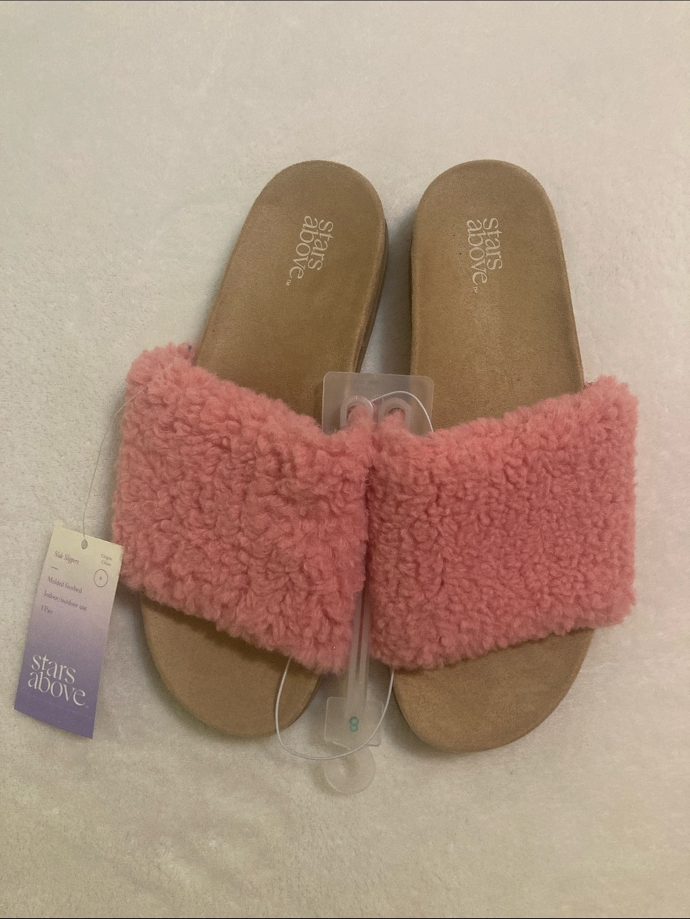 Stars Above sandals, size 8, top orangey color and fuzzy NWT